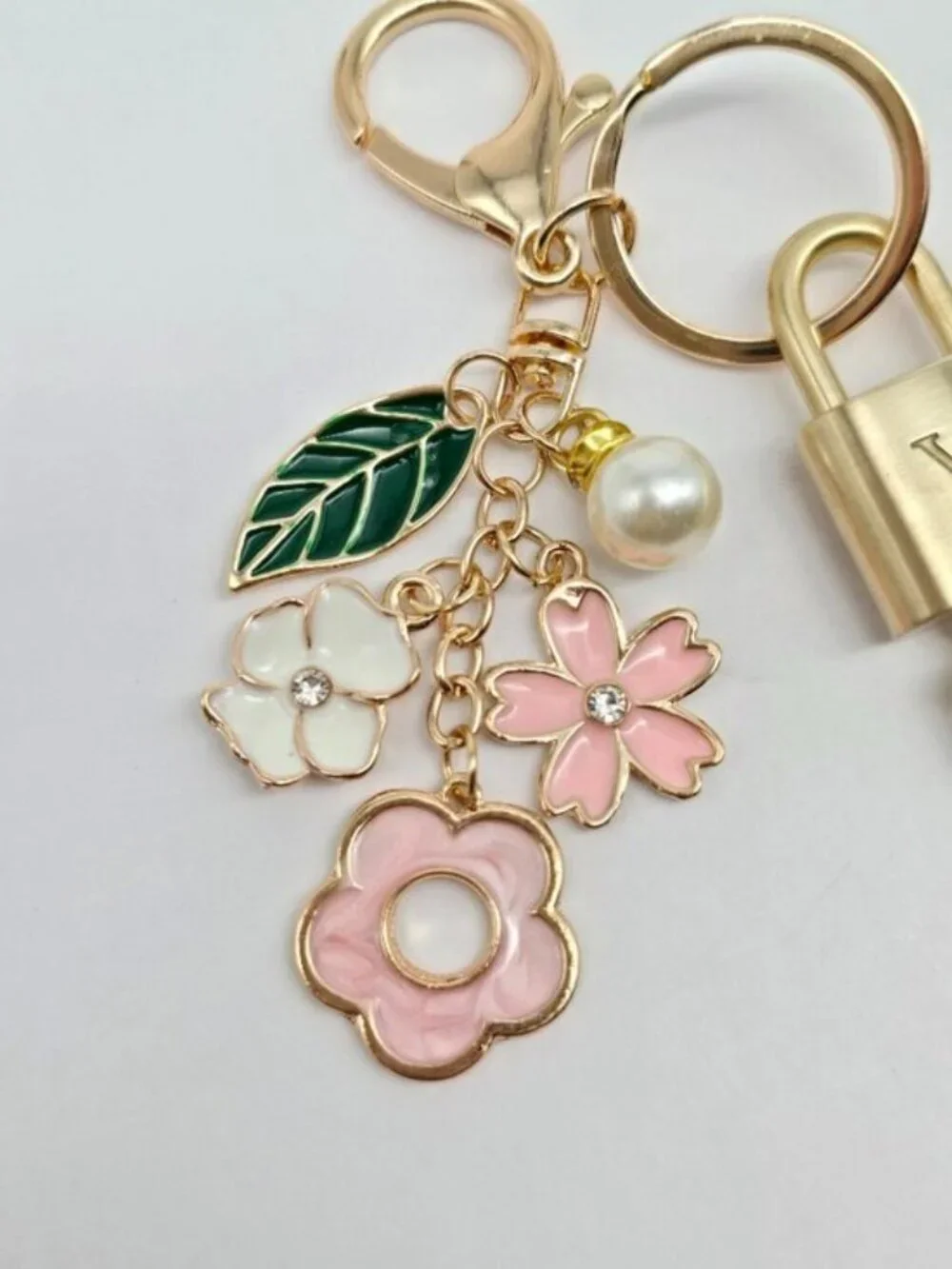 Authentic Louis Vuitton Gold Padlock 🔒 Key Set w/ Unbranded Flower Bag Charm
